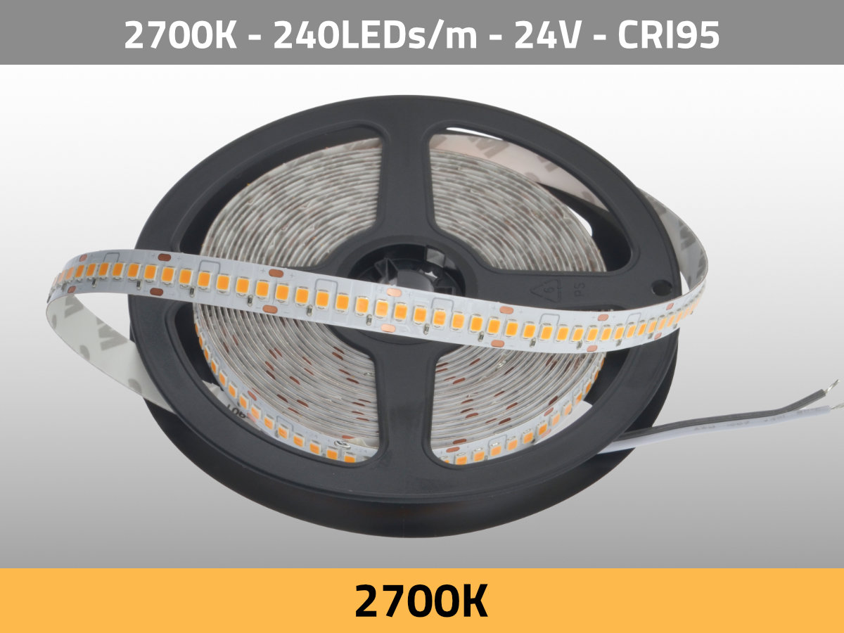 LED Streifen Kunstlicht 2700K 24V 38,4W/m 240LEDs/m CRI95 — Isometrie
