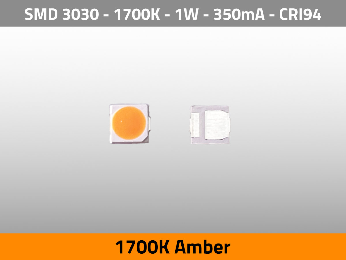 LED SMD 3030 1700K CCT 3V 1W 350mA 75lm CRI94 TLCI85 — Draufsicht