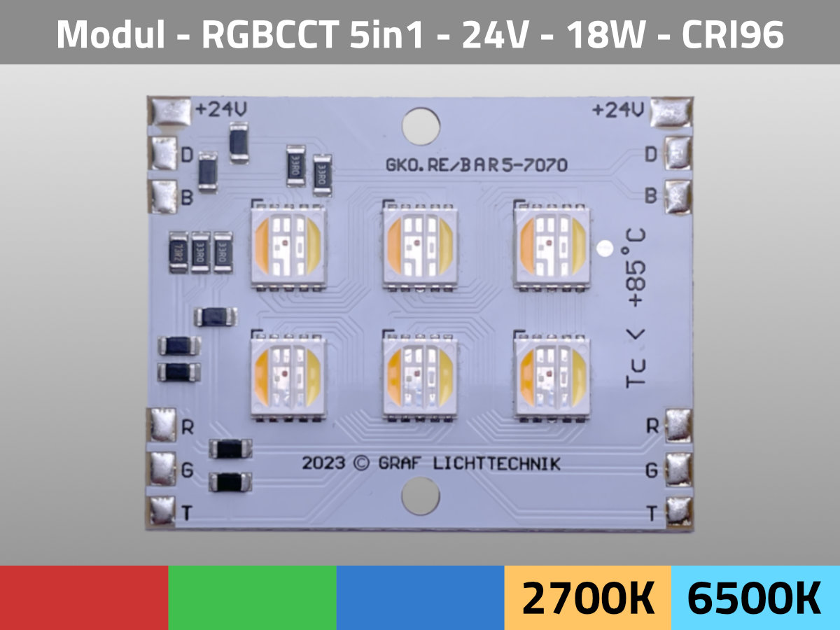 LED Modul BAR5-7070 RGB CCT 2700K 6500K 24V 19W — Produktfoto