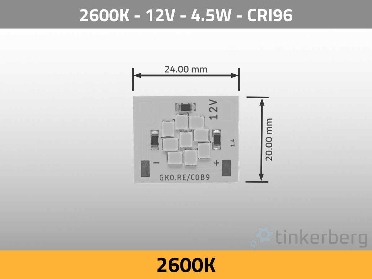 LED Modul COB9 12V 4,5W 2600K CRI96 TLCI95