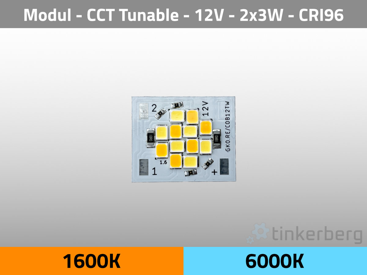 LED Modul COB12 12V 2x3W 1600K 6000K CCT Tunable CRI96 TLCI95 — Produktfoto