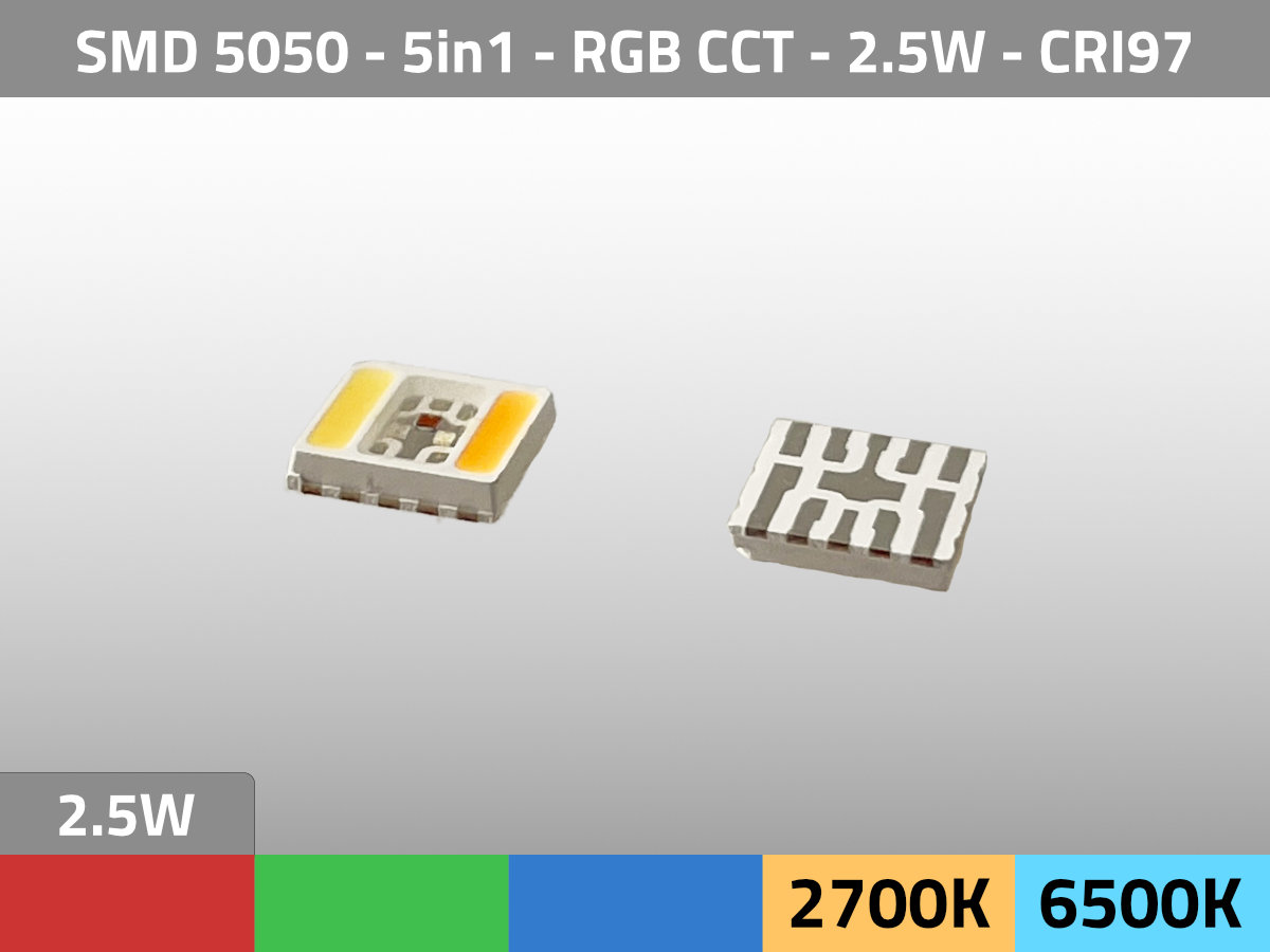 LED SMD 5050 5in1 RGBWW CCT 2700K-6500K 3V 2.5W CRI97