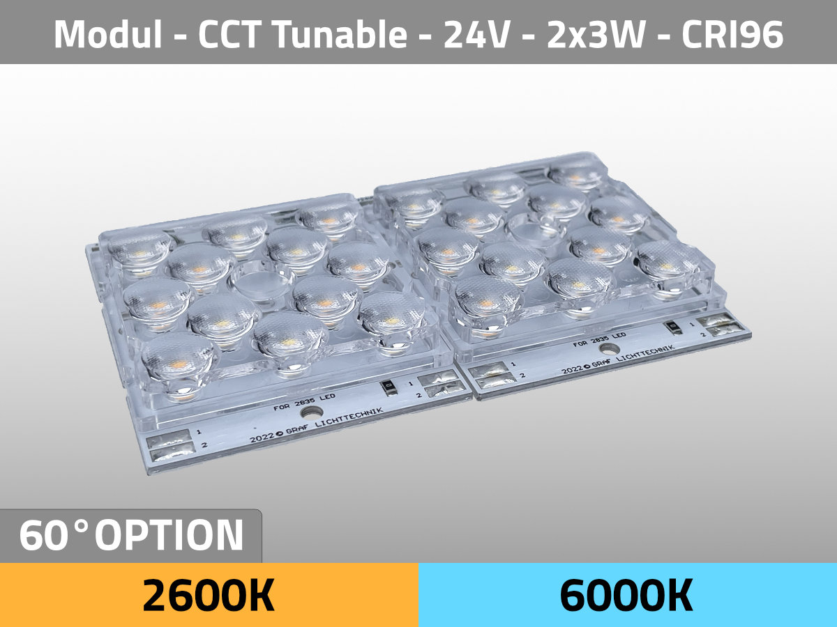 LED Modul ARRAY12 CCT 2600K & 6000K 24V 6W CRI96 TLCI96 — Isometrie