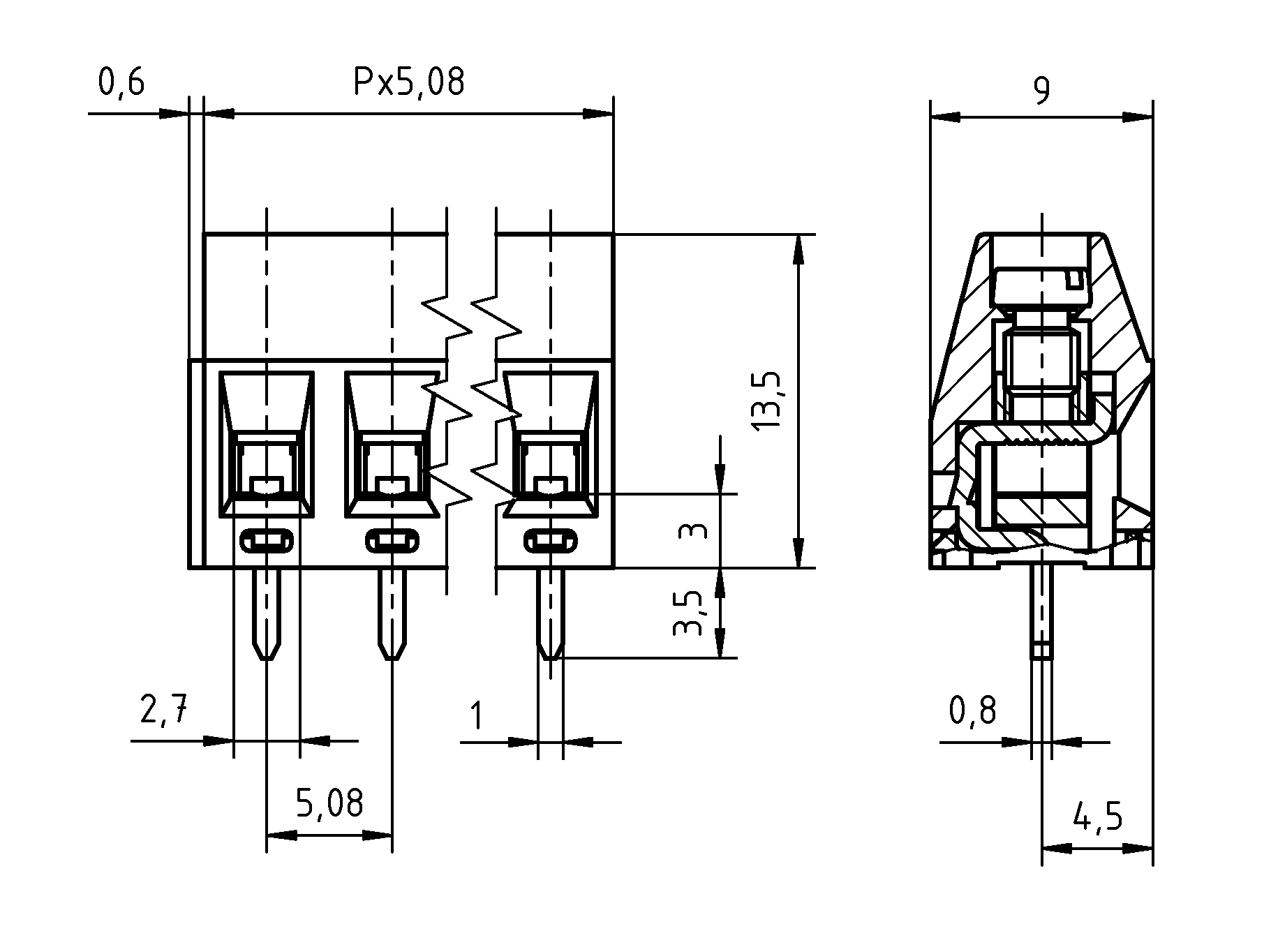 PTR Steckverbinder AKZ350 2pol RM5,08 50350020001F