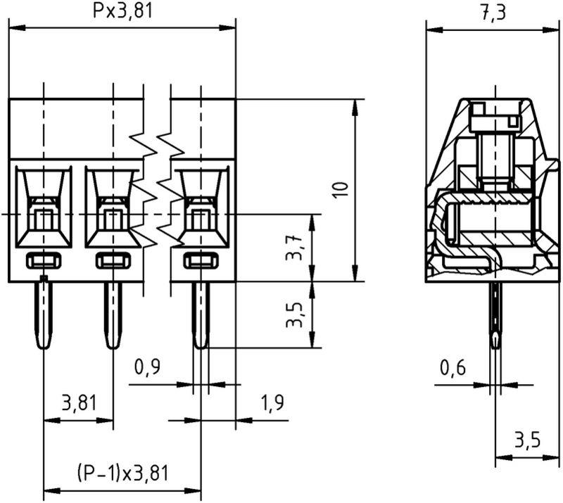 PTR Steckverbinder AKZ602 3pol RM3.81 50602030021F