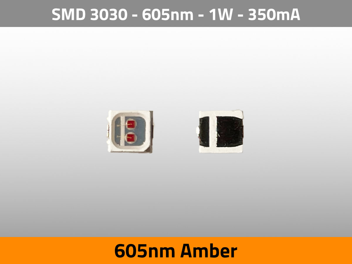 LED SMD 3030 Amber 605nm 3V 1W 350mA 32lm — Draufsicht