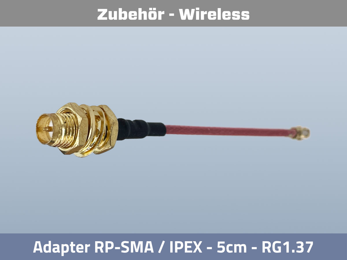 RP-SMA zu IPEX Adapter 5cm RG 1.37 — Frontansicht