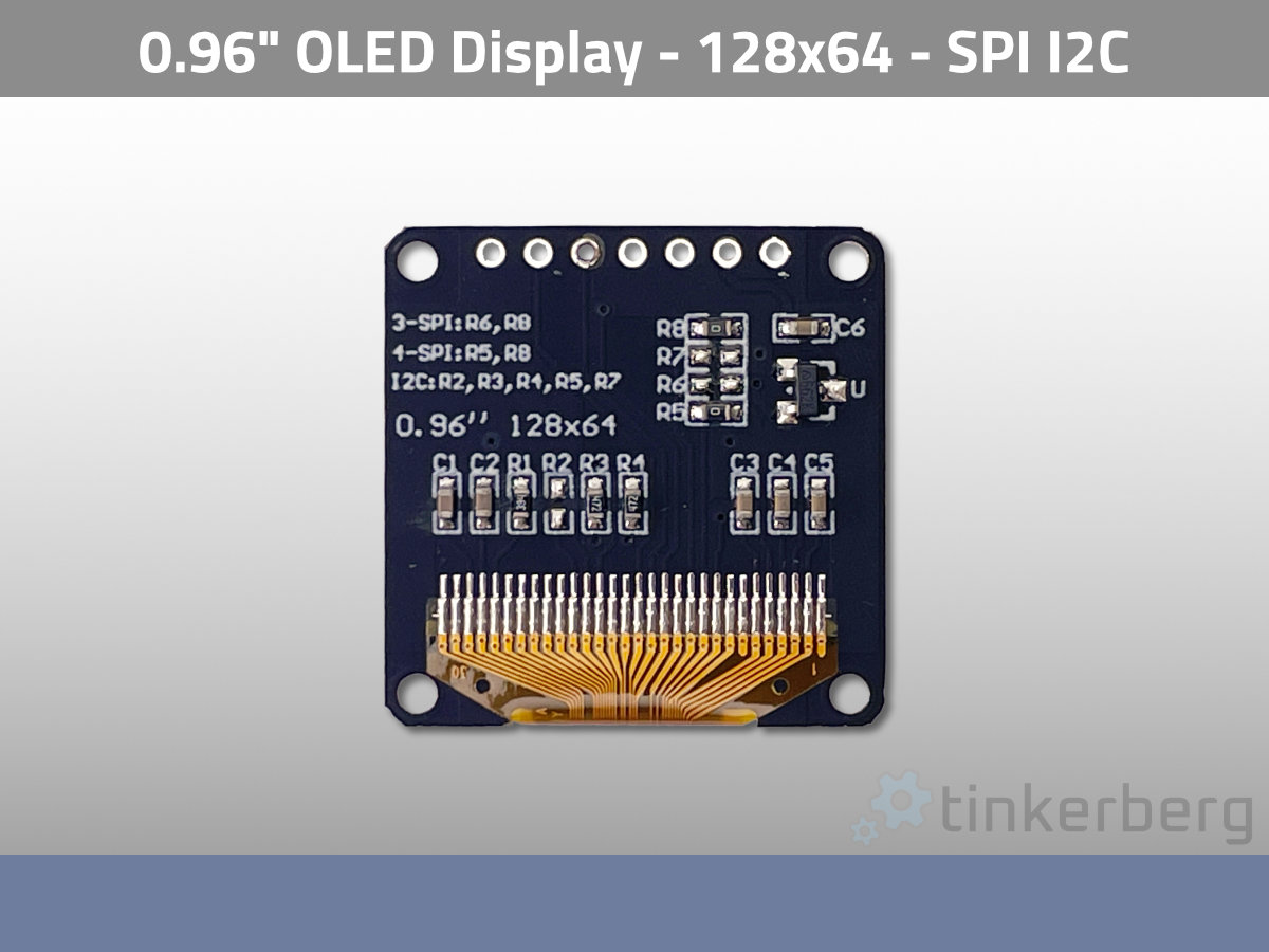 0.96 OLED Modul 128x64 Pixel Weiß - I2C/SPI 7 Pin-out