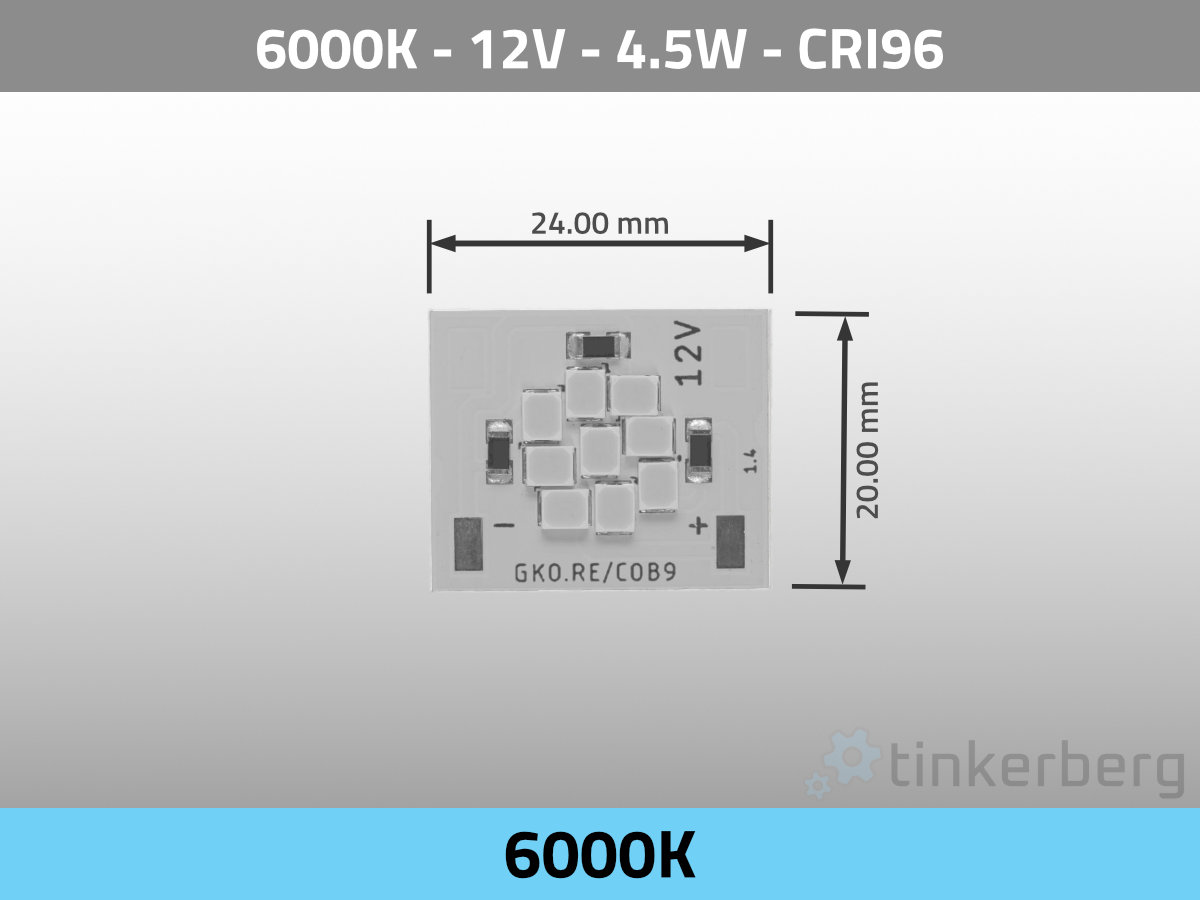 LED Modul COB9 12V 4,5W 6000K CRI98 TLCI98