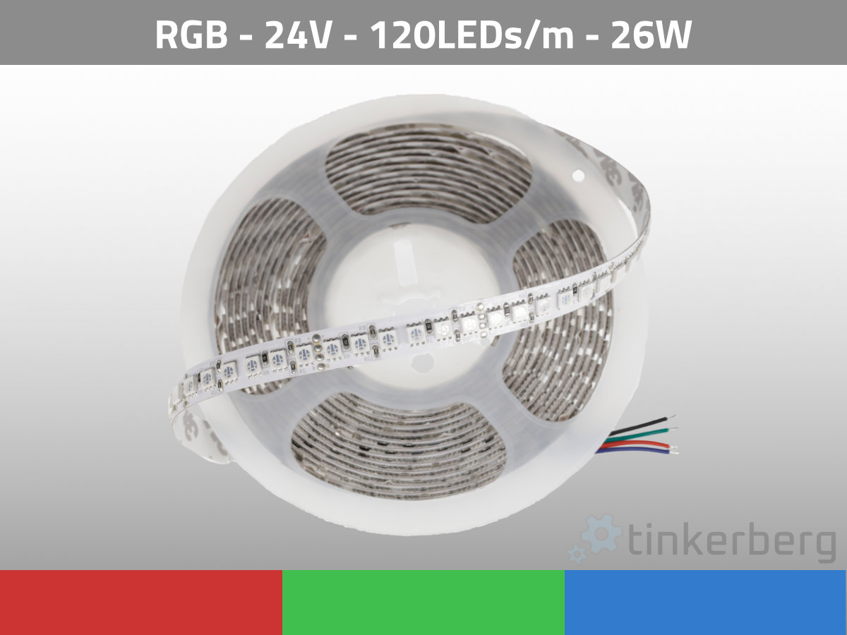 LED Streifen RGB 24V 26W/m 120LEDs/m HighOutput — Draufsicht