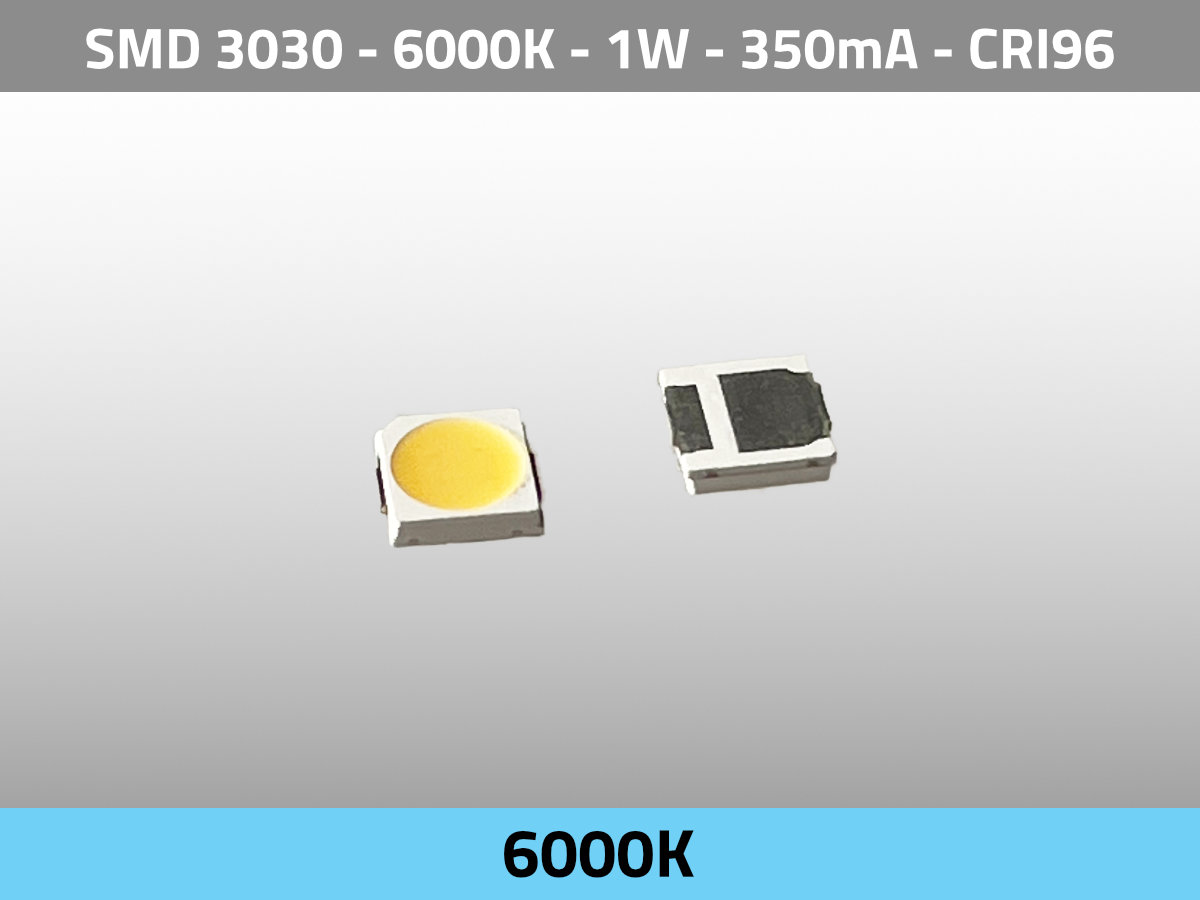 LED SMD 3030 6000K CCT 3V 1W 350mA 130lm CRI95 TLCI99 — Isometrie