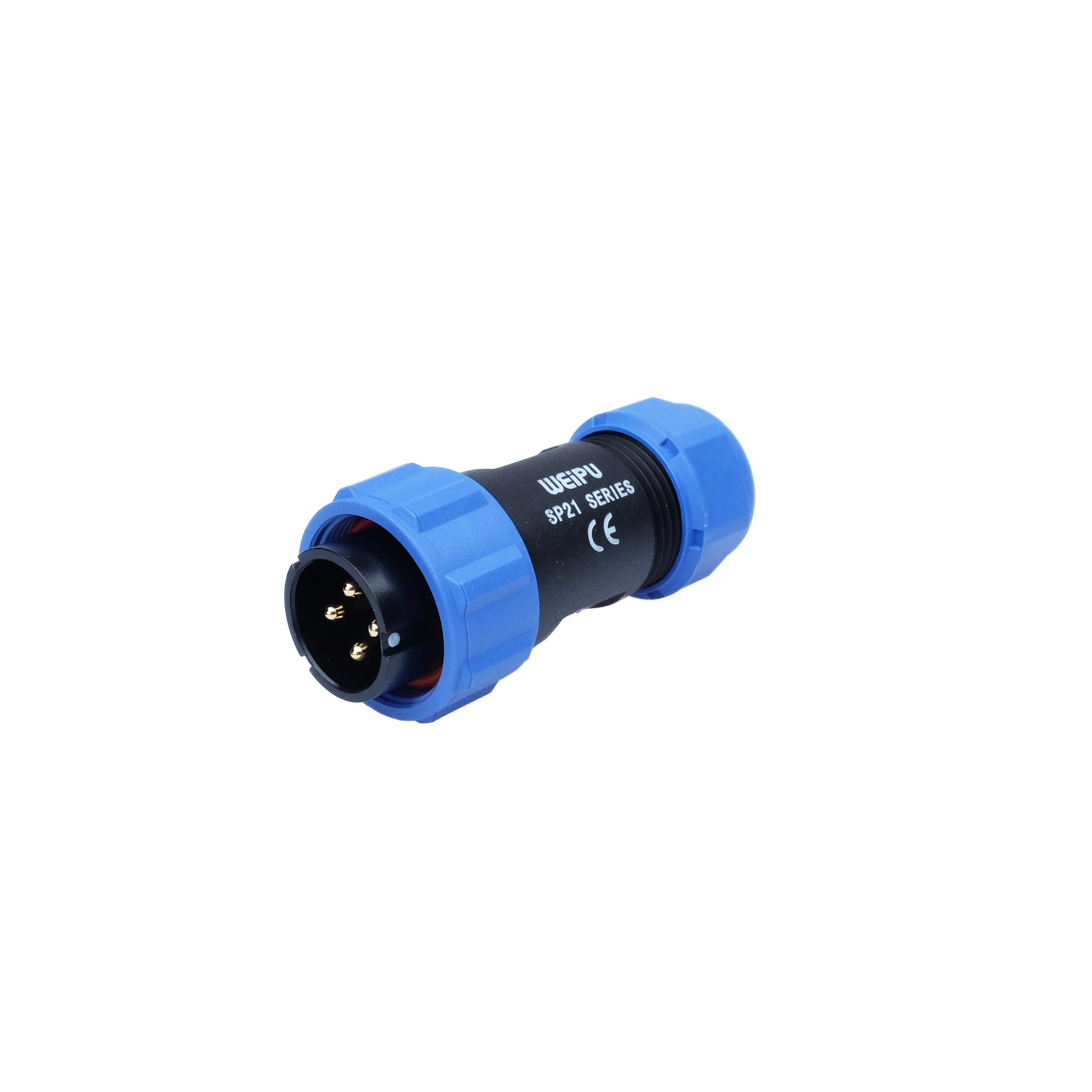 WEIPU Steckverbinder SP2110/P4II-1N 4pol IP68 Wasserdicht Männlich — Frontansicht