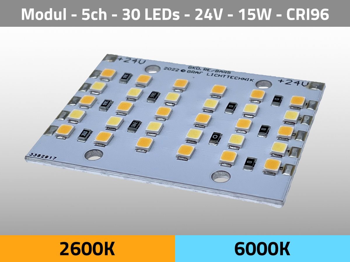 LED Modul BAR5 CCT 2600K & 6000K & RGB 24V 15W HighOutput CRI96 TLCI96
