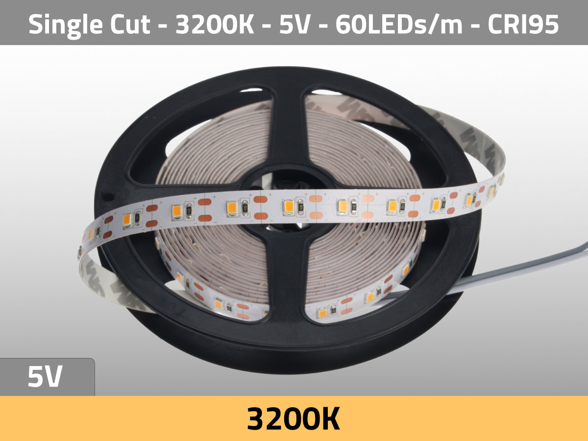 LED Streifen Kunstlicht 3200K 5V 13W/m 60LEDs/m CRI95 — Isometrie