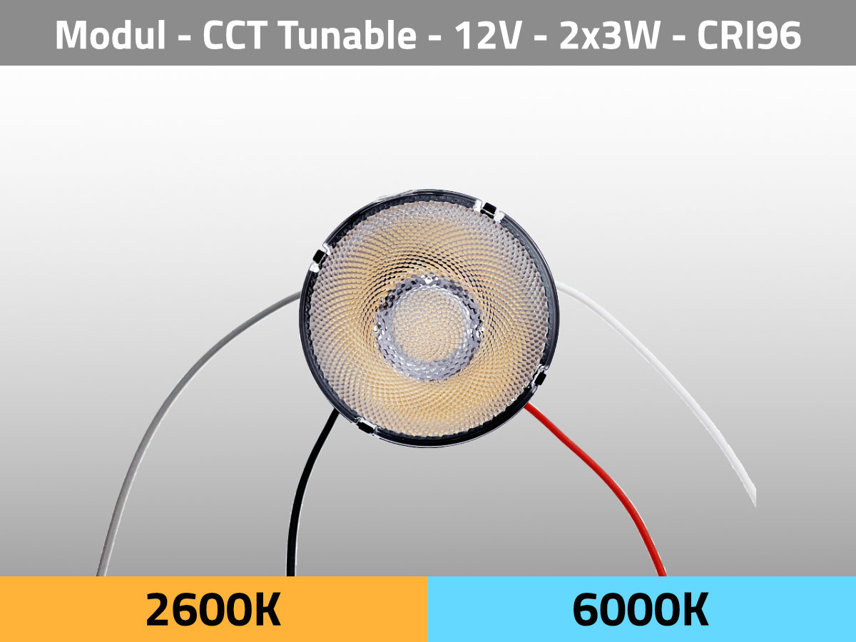 LED Modul COB12 12V 2x3W 2600K 6000K CCT Tunable CRI96 TLCI95