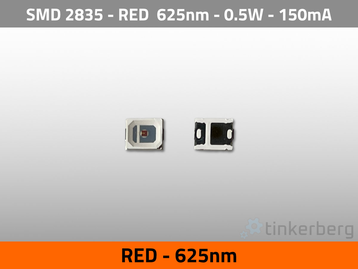 LED SMD 2835 Rot 625nm 2V 0.5W 150mA 14lm