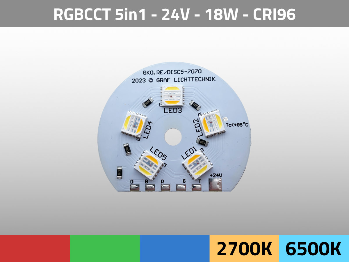 LED Modul DISC5-7070 RGB CCT 2700K 6500K 24V 18W — Produktfoto