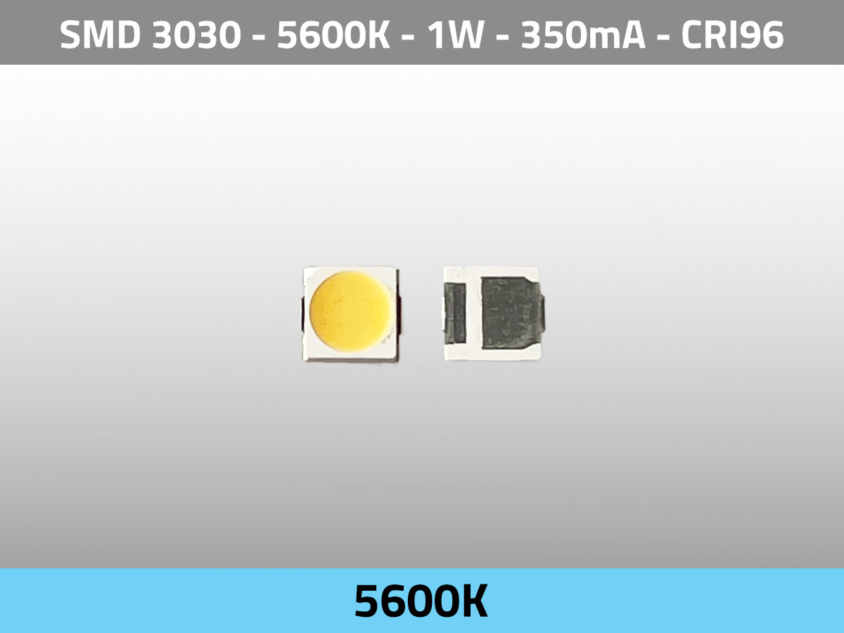 LED SMD 3030 5600K CCT 3V 1W 350mA CRI95 TLCI99 — Draufsicht