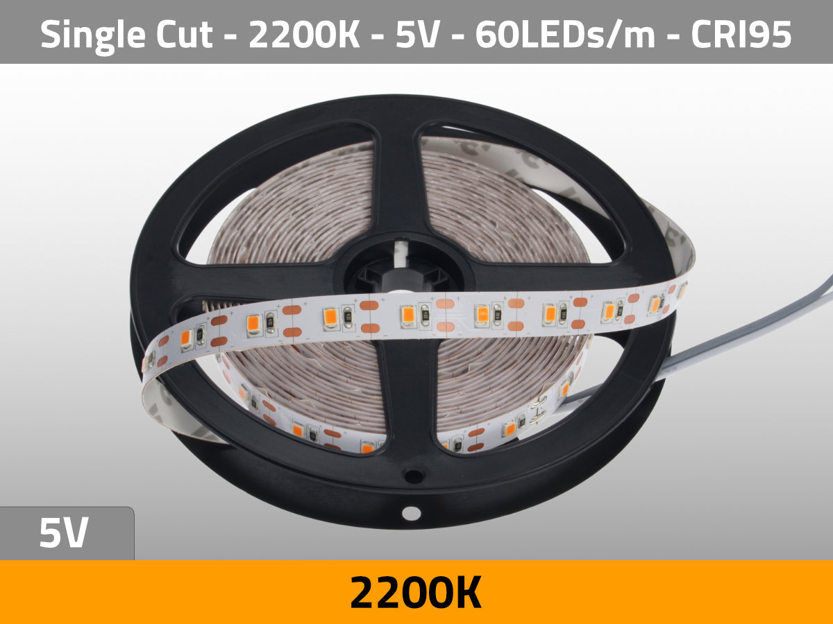 LED Streifen Kunstlicht 2200K 5V 13W/m 60LEDs/m CRI95